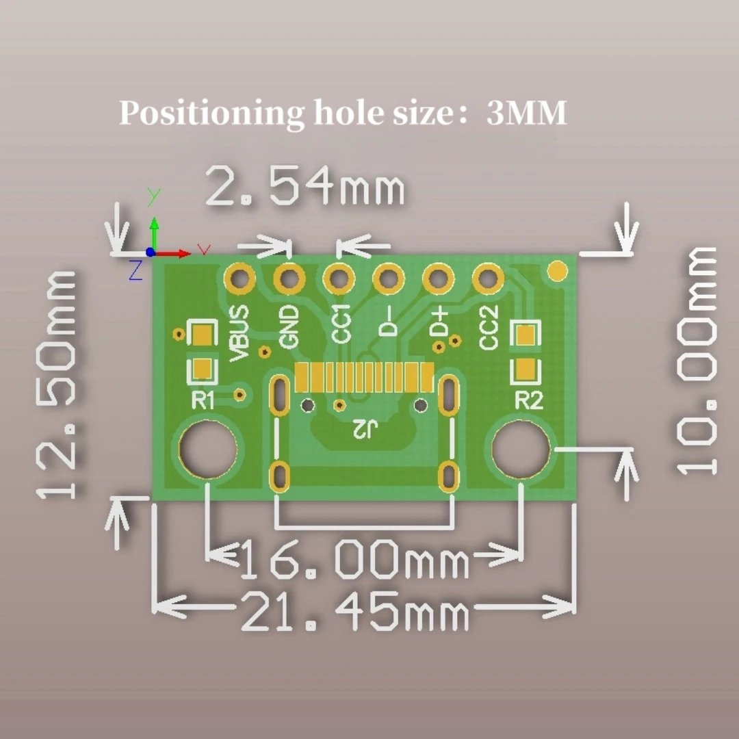 1Pcs TYPE-C Female Socket test board USB3.1 16P to 2.54MM high current power conversion board module