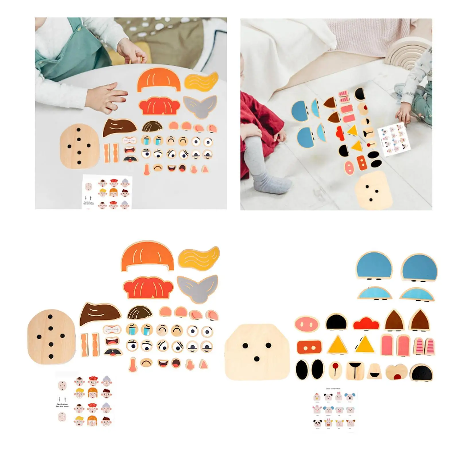 Puzzle z klockami zmieniającymi twarze, zabawka edukacyjna do nauki emocji i interakcji społecznych dla dzieci w wieku przedszkolnym od 3 lat i starszych, zabawa podróżna.