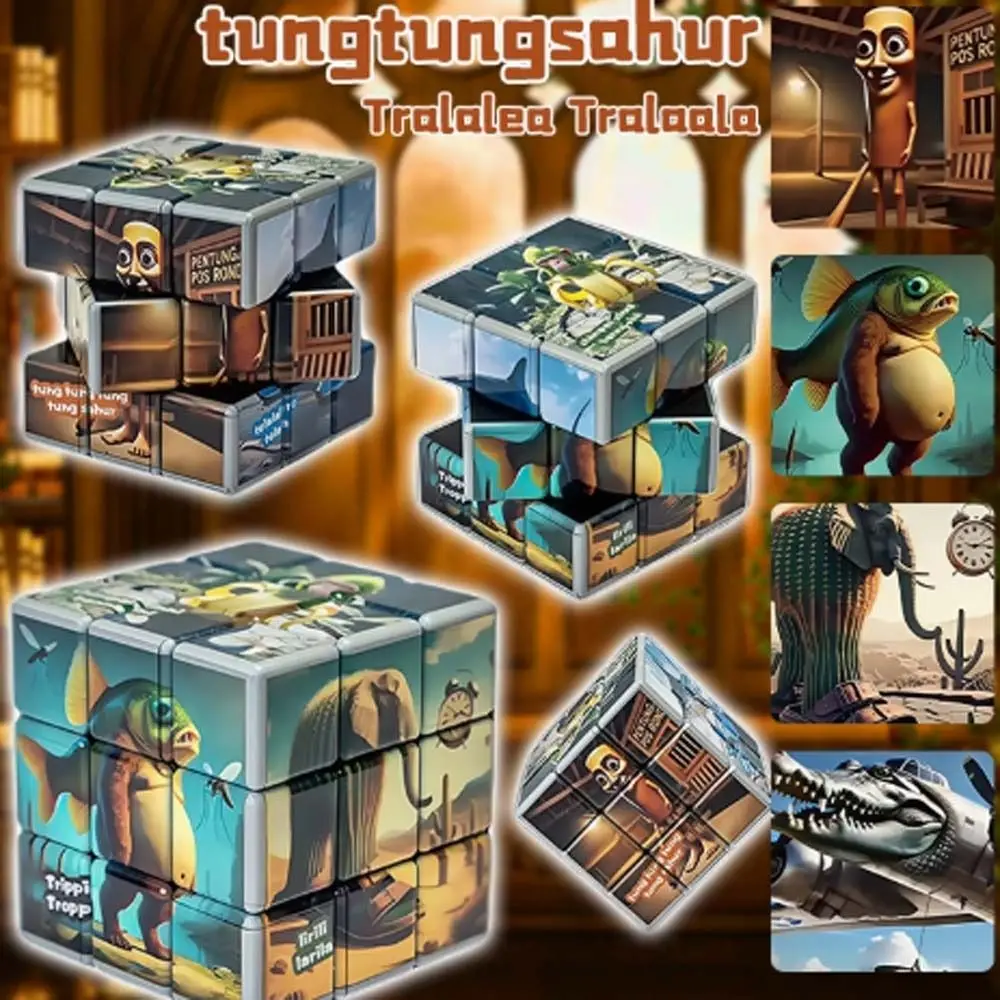 3×3 Speed Tung Sahur Cube Steve Alex Evoker Interaction Toy Classic Puzzle Cube Cartoon Multi-Element Tung Tung Sahur Toy