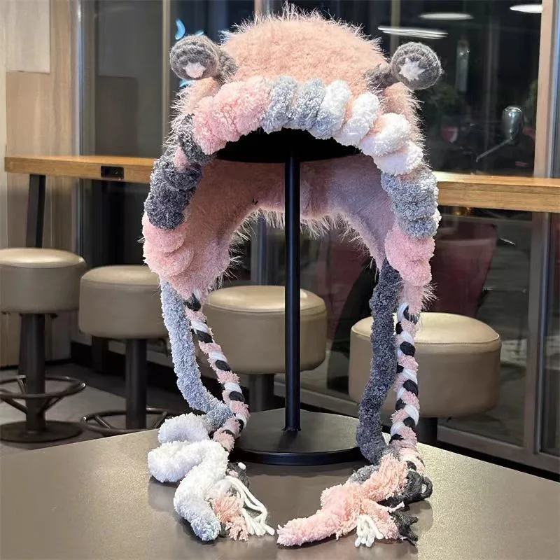 الخريف الشتاء لطيف مضحك الوحش القرن المرأة قبعة في الهواء الطلق الكبار الدافئة ليو فنغ قبعة المرأة سدادات حماية الأذن قبعة الكرتون الفتيات متعة قبعة