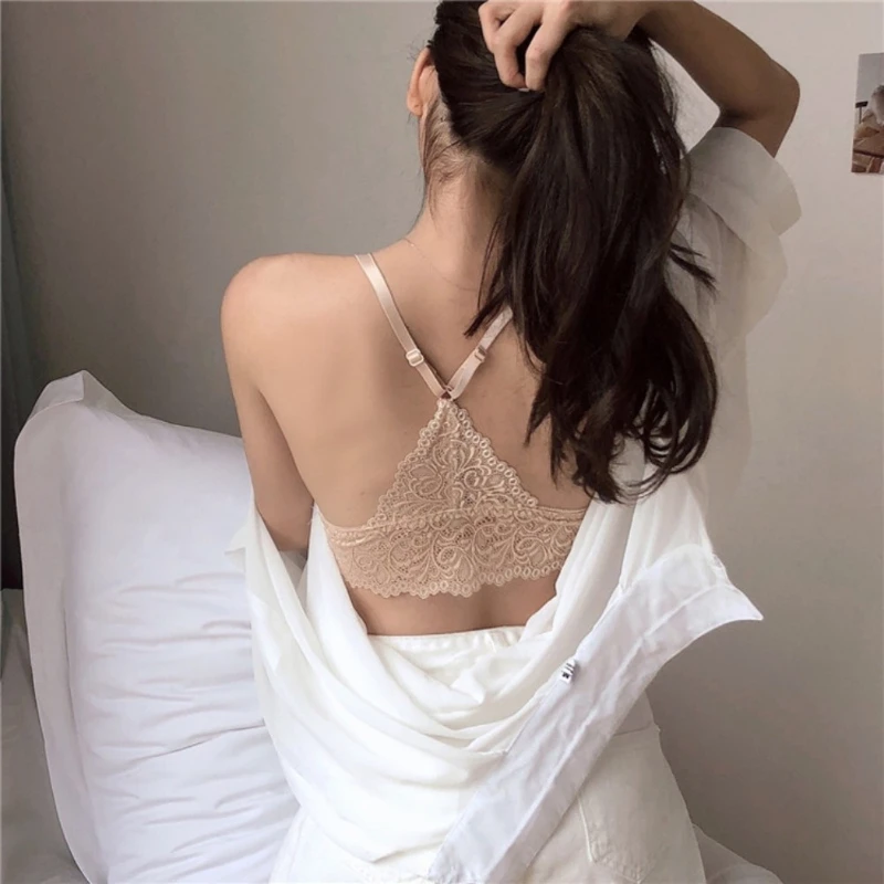 Lace Triangle Cup Women\'s Bras Wireless Bra for Women Lingerie Bralette Push Up Straps Backless Ropa Interor Para Mujeres