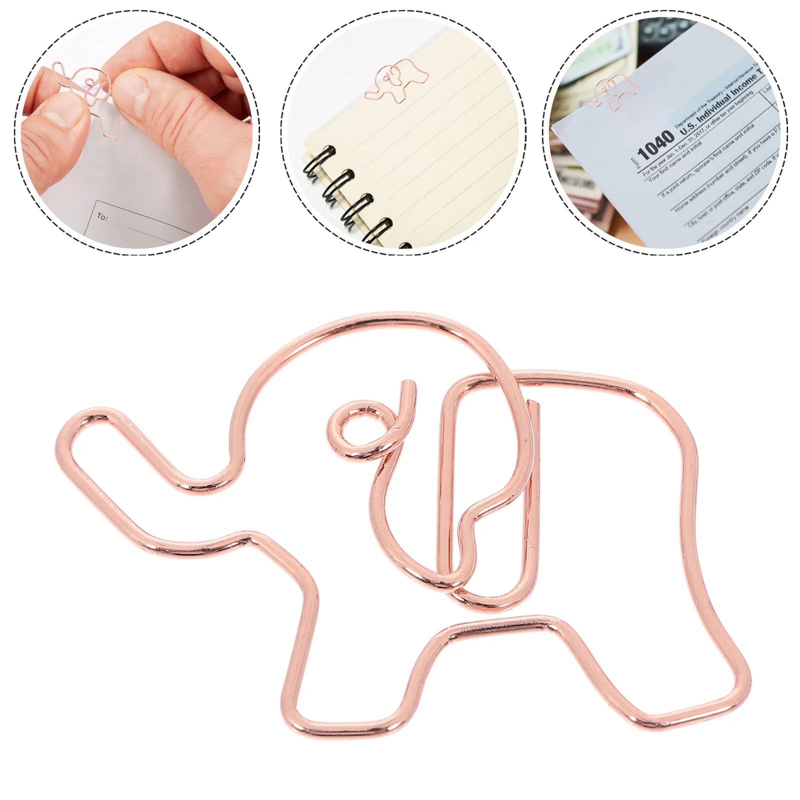 

20Pcs Elephant Shape Paper Clips Medium Size Colored Metal Clips for Documents Bookmarks Office Supplies Fun Desk Decoration Set