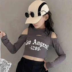 3-14y Girls T shirt for Kids School Girl clothes Long Sleeve Tees Tops Versatile Slim Sweatshirt for Children's clothing Hiphop