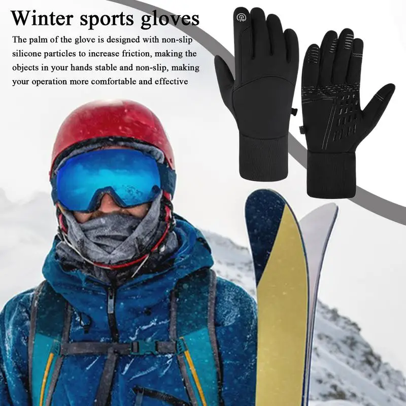 Guantes deportivos de invierno, guantes cálidos antideslizantes, guantes cálidos a prueba de viento con pantalla táctil, guantes ligeros para correr, entrenamiento con dedos completos