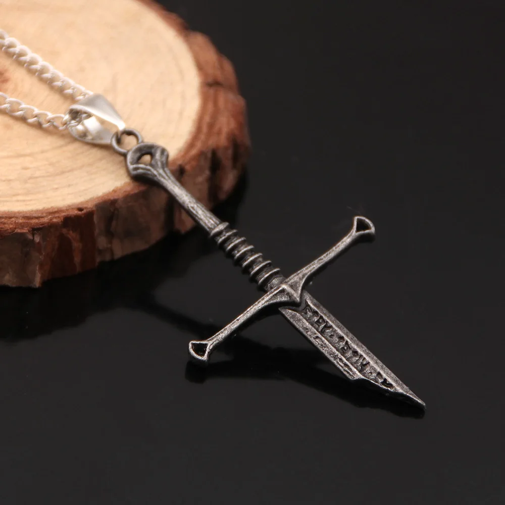 Movie Aragorn Narsil Broken Sword Cosplay Necklace Vintage Punk Choker For Women Men Jewelry Accessories Gifts image 4