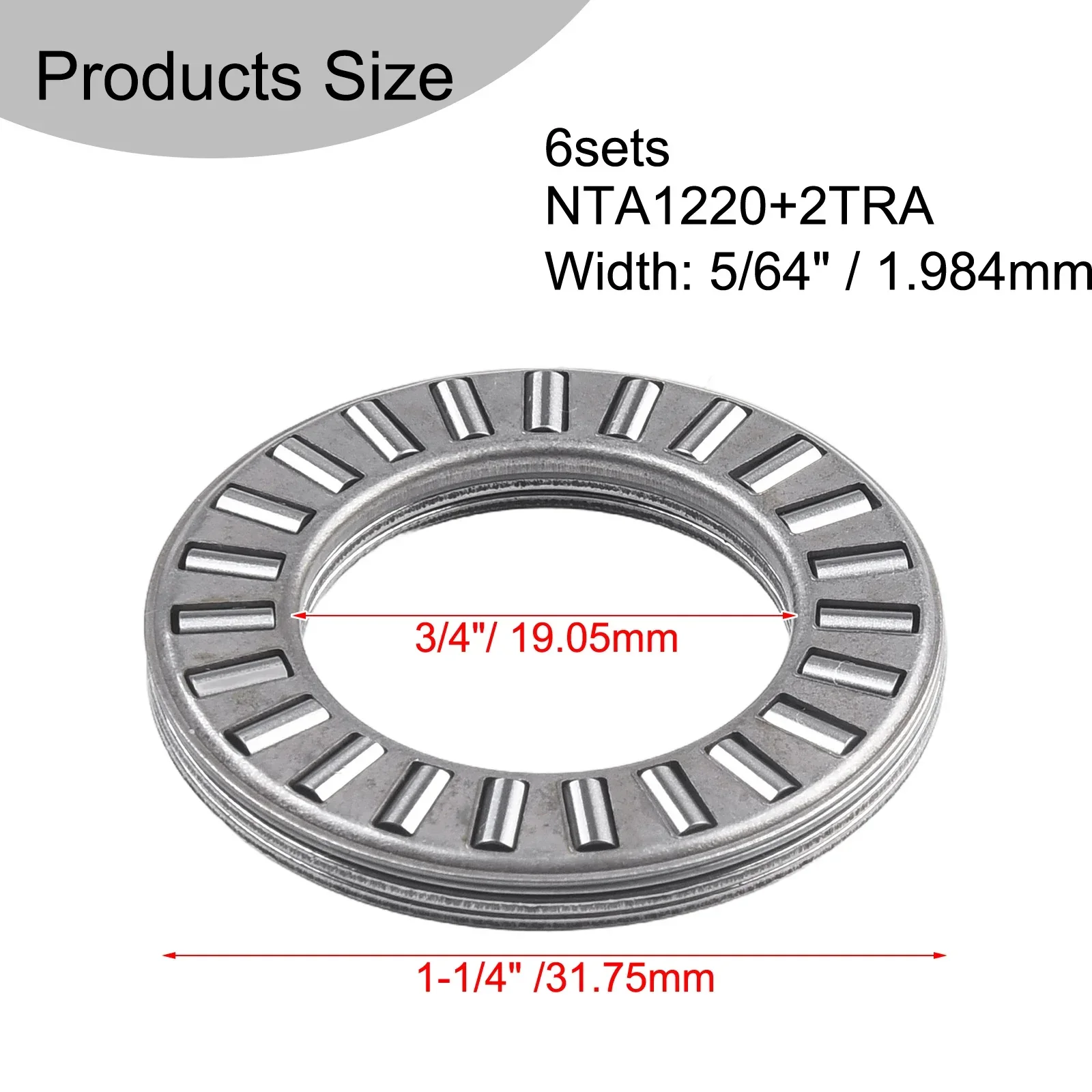 Silent and Efficient Axial Load Bearing 6 Sets of Thrust Needle Roller Bearings with 34 Heat Resistance Steel Rollers