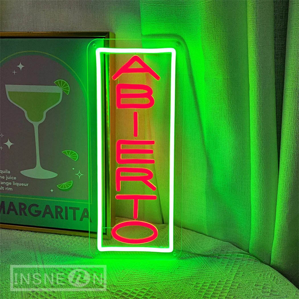 Imagem -04 - Sinal Led Neon para Wall Decor Sinal de Néon Espanhol para Coffee Shop Studio Room Disco Club Bar e Restaurante Placa Aberta para Negócios