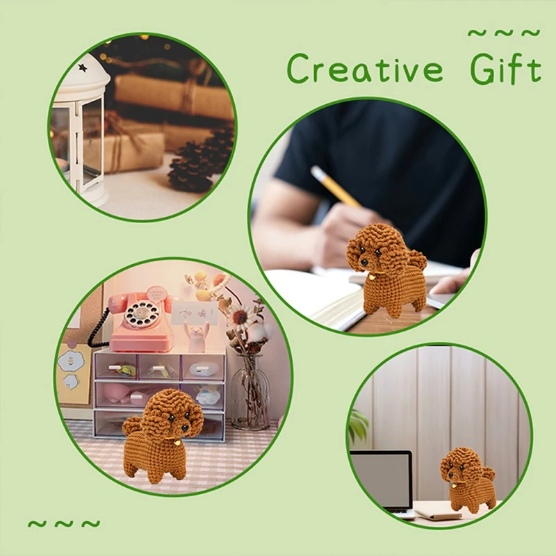 Crochet Kit DIY Teddy Dog Crochet Kit With Knitting Yarn Needles Plush Doll Easy For Beginner Includes Enough Yarn Hook