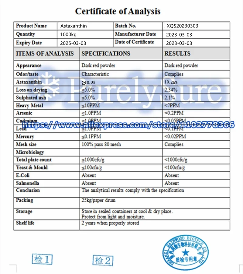 50g-1000g Anti Aging, 10% Astaxantina, Z Haematococcus Pluvialis, CAS 472-61-7, Factory Direct Sale