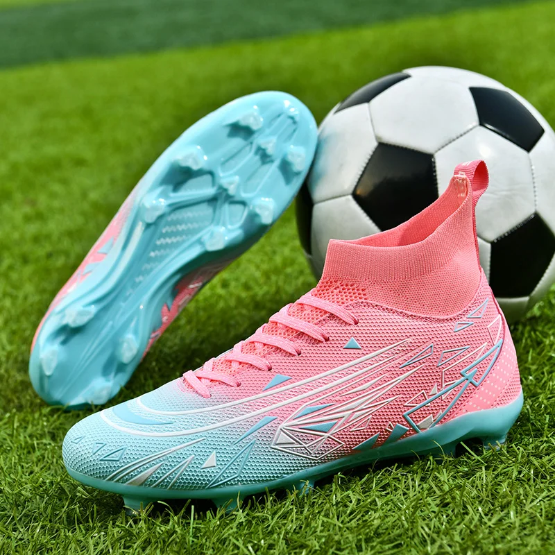 

Soccer Training Shoes for Men Blue Pink Women Football Boots with Socks Anti-slippery Turf AG HG Unisex Football Shoes