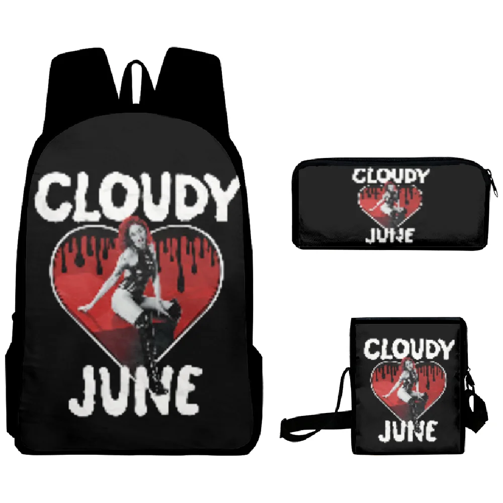 

Cloudy June Heart 3 Pieces Sets 3D Print Zipcper Bag Streetwear Bag Harajuku Rucksack Casual Zip Backpack Oxford Fabric Bag