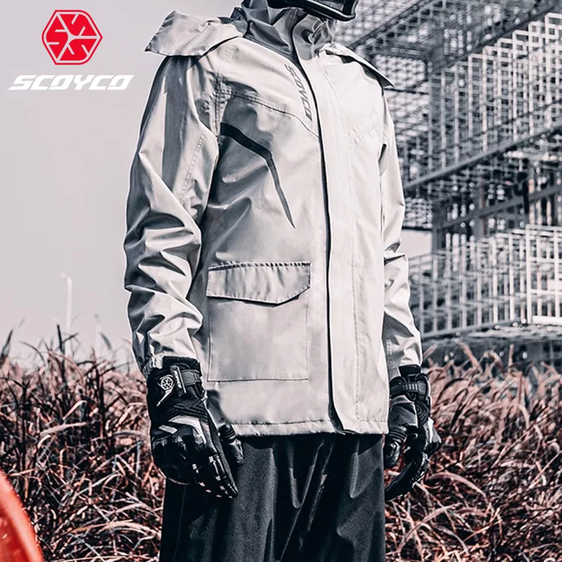 

SCOYCO Motorcycle Raincoat Suit Rainstorm Prevention Jacket Rain Pants Men Breathable Waterproof Motocross Riding Split Raincoat