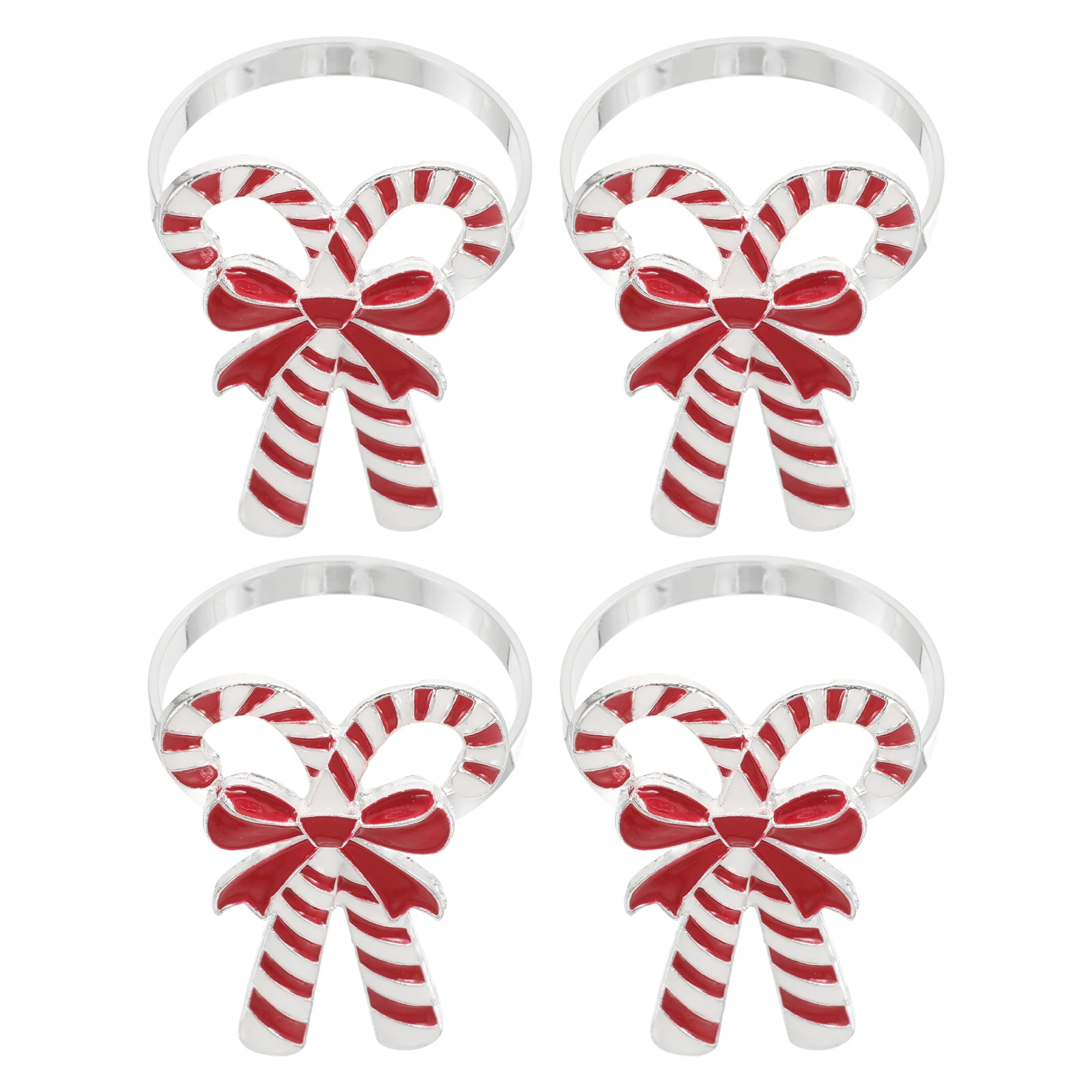 

4pcs Napkin Rings Christmas Cane Elegant Fall Decor Boho Metallic Serviette Holder Creative Design Easy Clean
