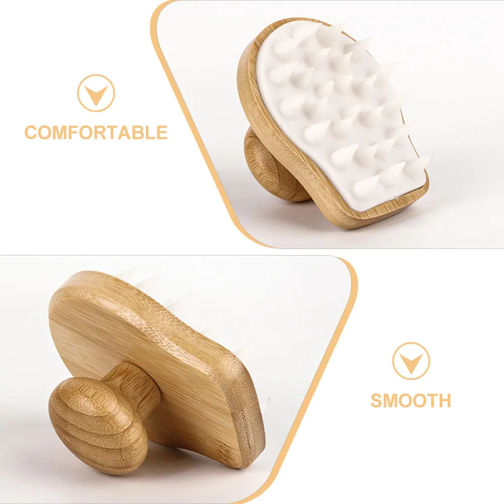 

Bamboo Shampoo Hair Washing Scalp Massager Cleaning Tool Head Cleaning Brush Strong Ability Daily Use Tpr Bath Household