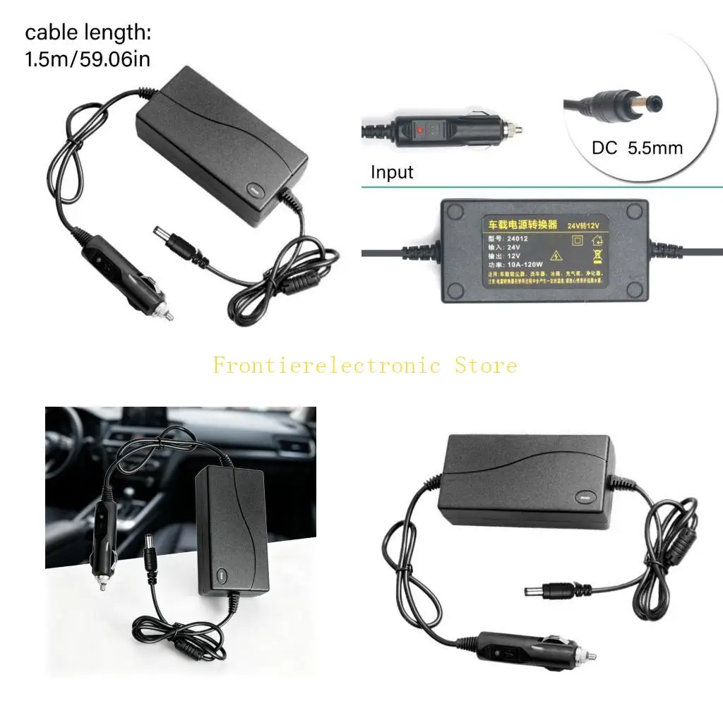 G8DB 24V Truck Power Supply Adapter with 12V 10A Output, 5525 Male Tip, 120W Rating, 1.5 M Cable and Center Positive Layout for