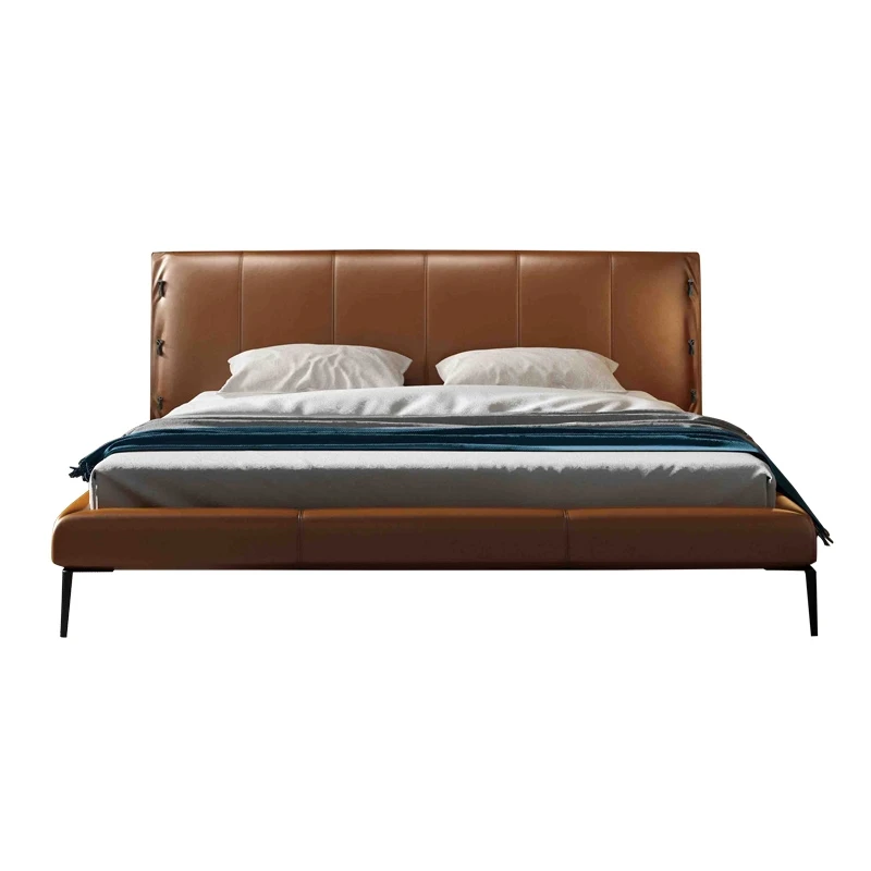

oy-Italian Modern Minimalist Bed Set Cheap Leather Bed 1.8m Simple Double Bed&