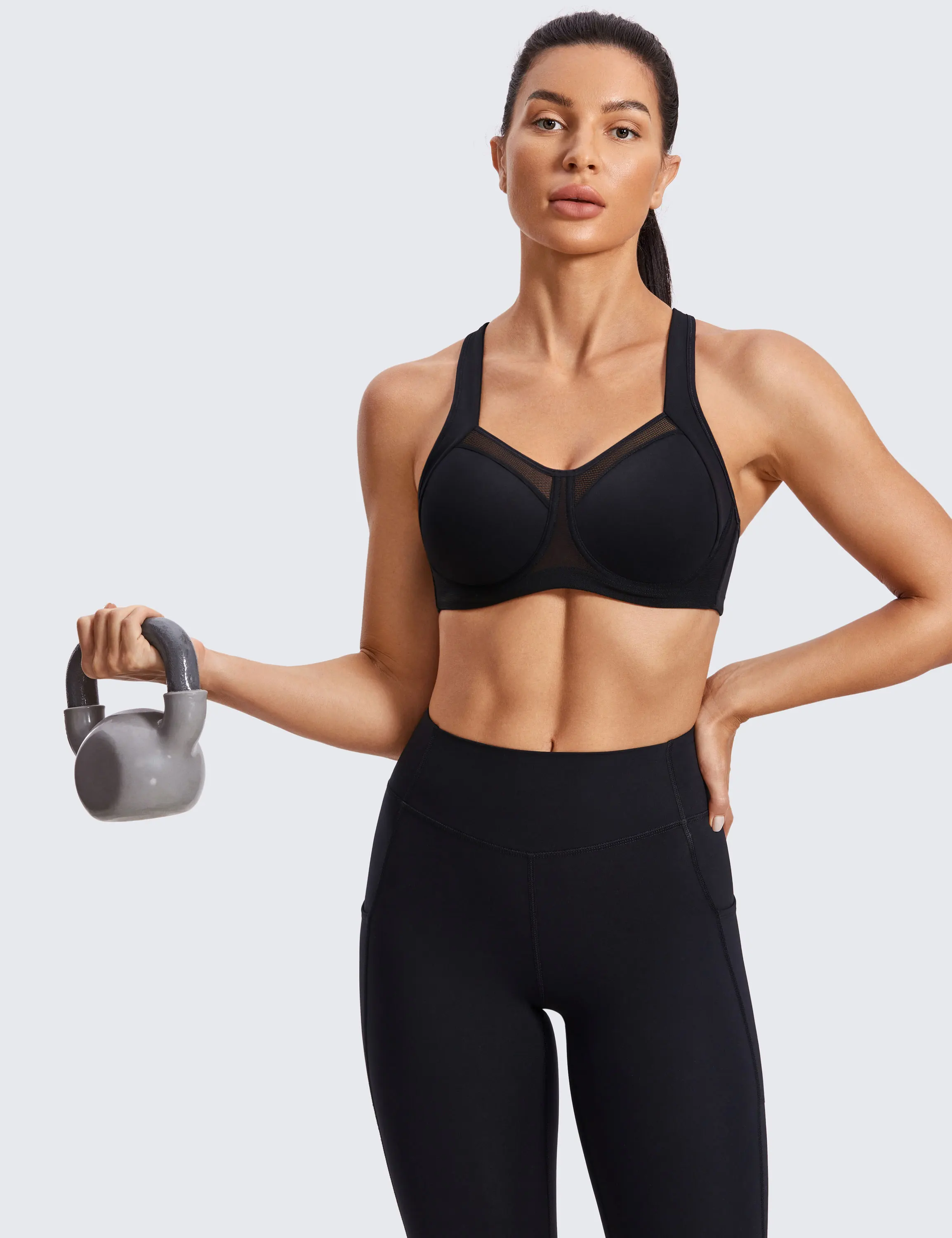 SYROKAN Sport Bras Women High Impact Non Padded Underwire Powerback Support Sports Bra Sportswear Crop Top Female Fitness