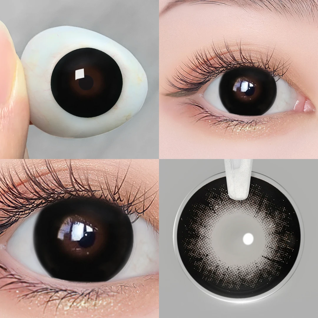 14.5/16mm Large Diameter Color Contact Lenses for Big Eyes Black Contacts Prescription Lenses with Diopter Myopia Lenses