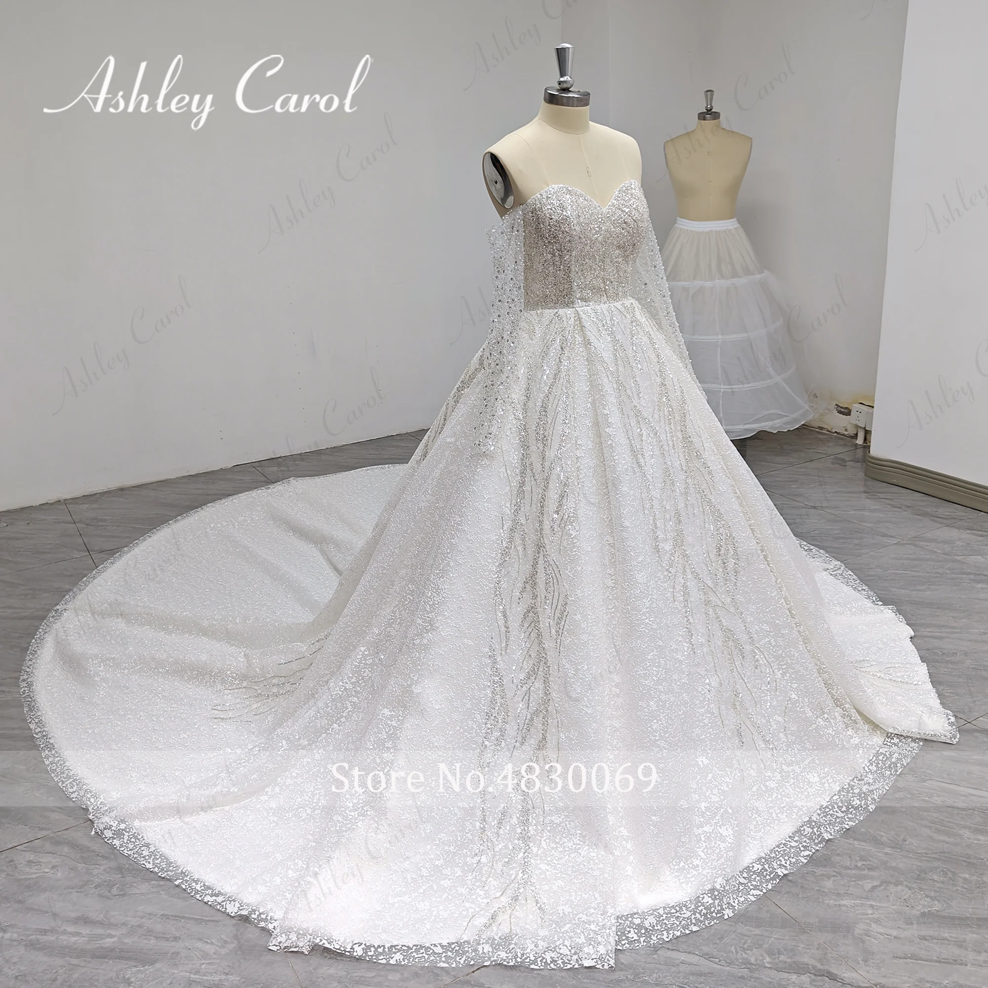 أشلي كارول الكرة ثوب الزفاف صور حقيقية العروس الأميرة حمالة متلألئ تول فستان الزفاف Vestidos De Novia