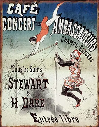 

French Ambassadors Wall Poster Tin Sign Vintage BBQ Restaurant Dinner Room Cafe Shop Decor