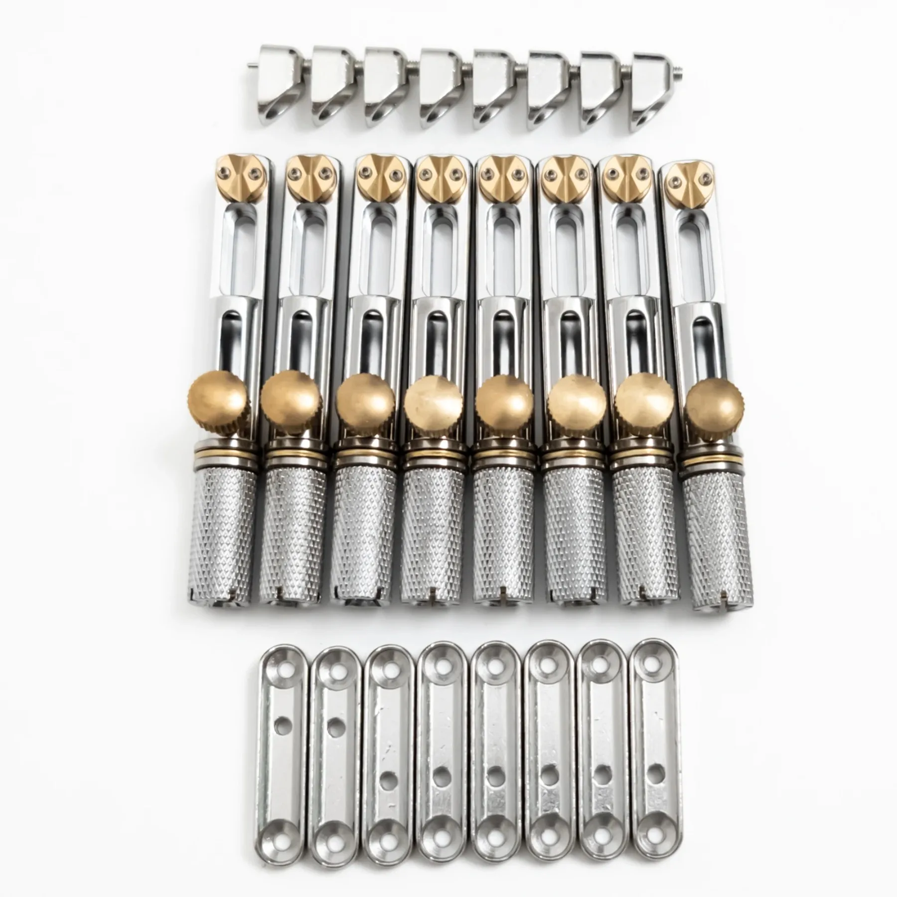 

Stainless Steel Headless Guitar Bridge Individual Saddle for 3/4/5/6/7/8 String Headless Guitar Replacement