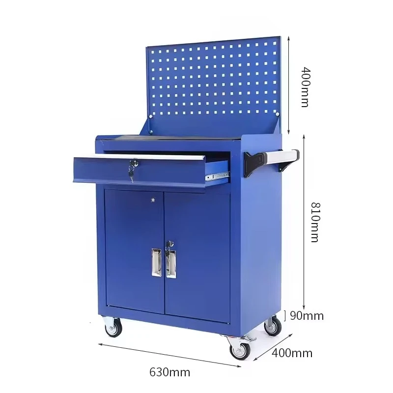 

Professional Mobile Tool Cabinet with Single Lockable Drawer Thickened Industrial Storage Cart on Heavy Duty Casters for Factory