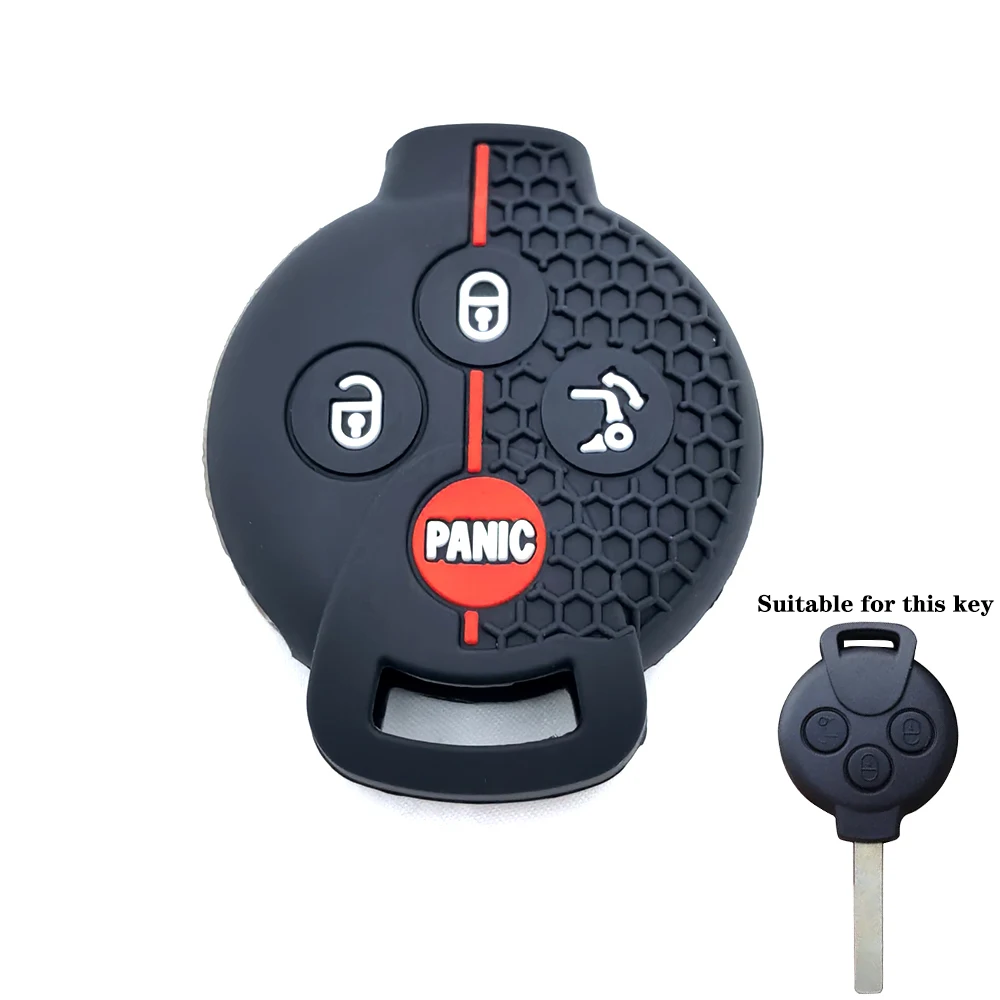 For Benz Brabus 451 Silicone Car Key Case Cover for Benz Smart 450 City Coupe Cabrio Crossblade Fortwo Roadster K 4 Buttons
