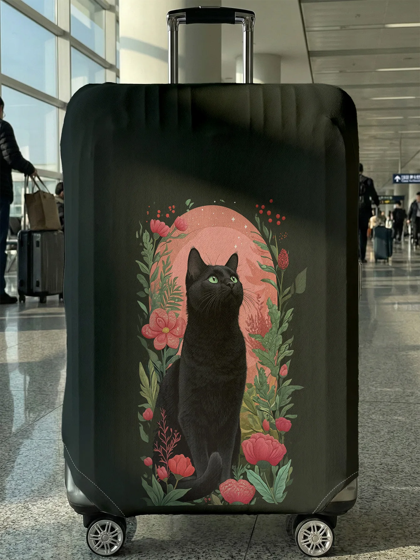 

Black Cat Flower Luggage Protective Cover, suitable for 18-32 inch luggage covers, luggage handle gloves, travel accessories