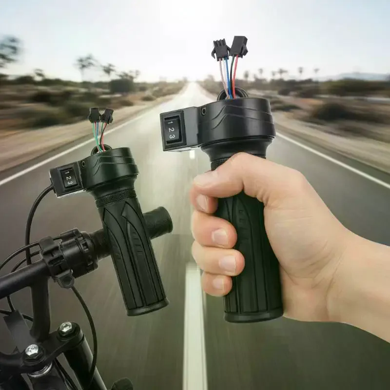 Motorcycle 3-Speed Electric Bike Scooter Speed Control Throttle Twist Grip Handlebar Accelerator For E-Bike Replacement 1PC image 2