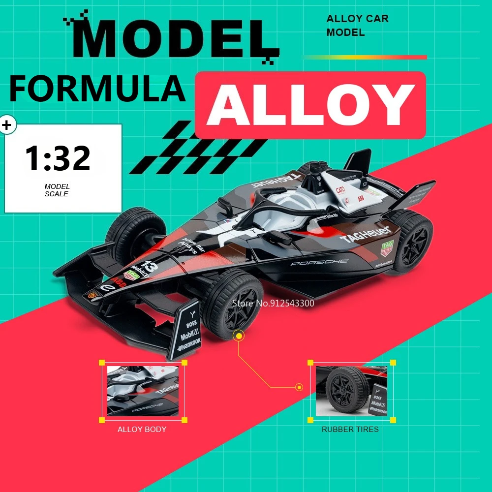 

1:32 Scale FORMULA F1 Racing Car Model Toy Alloy Body Rubber Tires Vehicle Metal Diecast Models Toys for Children's Presents