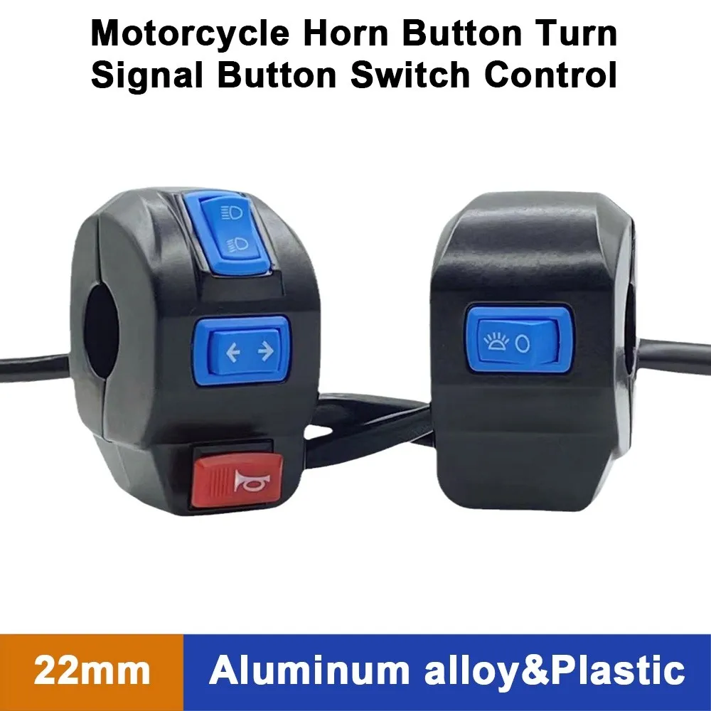 Aluminum Motorcycle Horn Button 5 Styles 22mm Electric Tricycle Bike Scooter Handlebar Switch Plastic