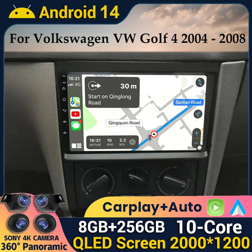 Wireless CarPlay Auto Android 14 Radio For Volkswagen VW Golf 4 IV Jetta MK4 Classics Car Multimedia GPS No 2din DVD Autoradio