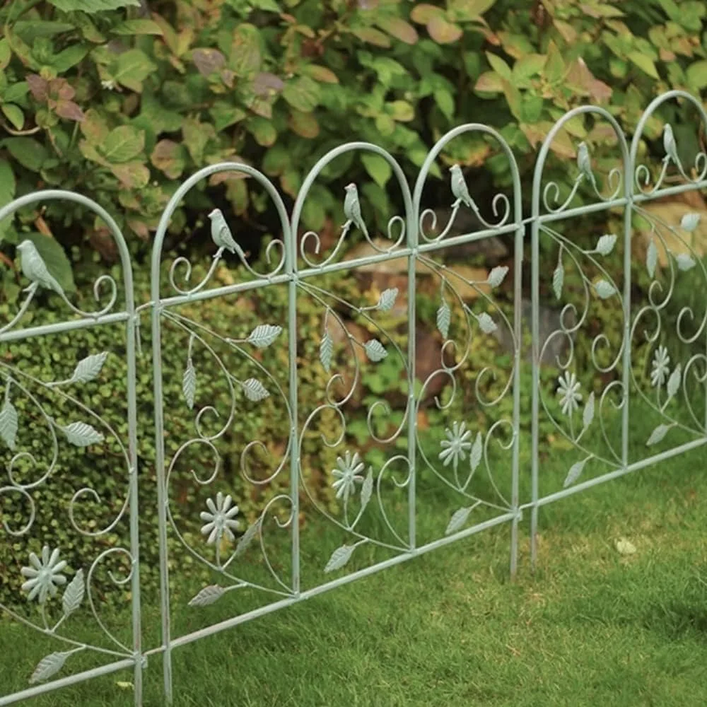 

Pretty Vintage Green Rustic Style Decorative Fence Pannels Garden 250CM By 64CM Iron Garden Fence Gardening and Decoration Home