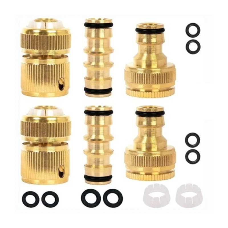 

Pack of 2 Brass Hose Couplings Inch Connector for Faucet Tap Garden Pipe
