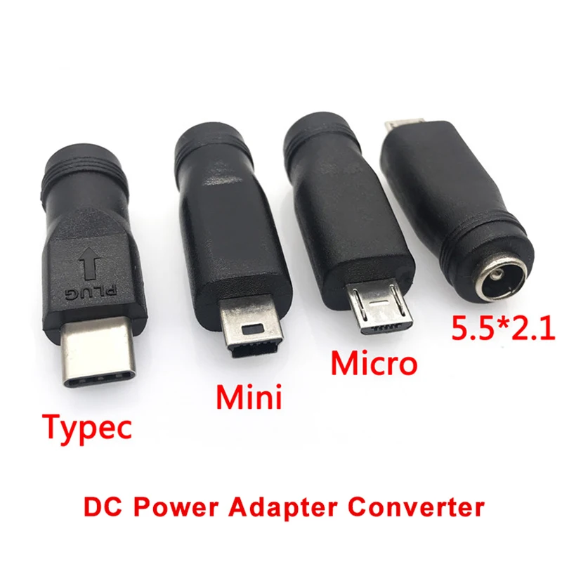 1/3/5Pcs DC Power Adapter Converter Type-C USB Male to 5.5x2.1mm Female Jack Connector 5.5*2.1mm for Laptop Notebook Computer PC