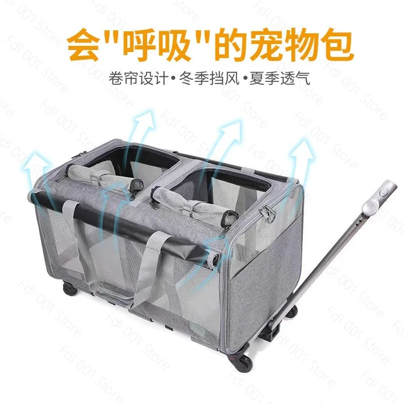 Large Foldable Portable Pet Travel Carrier Bag for Dogs Cats Extra Size Detachable Trolley Case with Wheels Airline Approved
