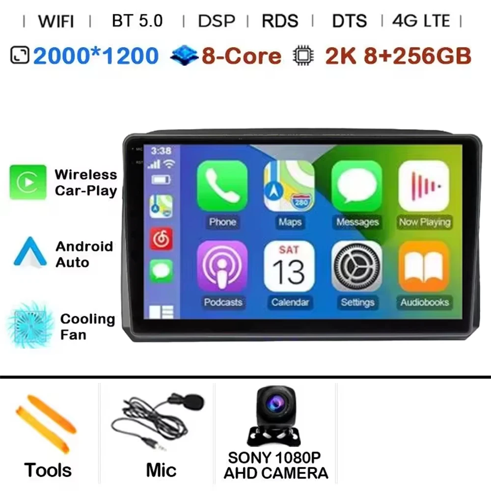 NONE Carplay Für Fiat Croma 2005-2010 Android 15 Auto Auto Radio Multimedia Video Player WIFI 4G Autoradio navigation GPS FM Kopf Einheit 7