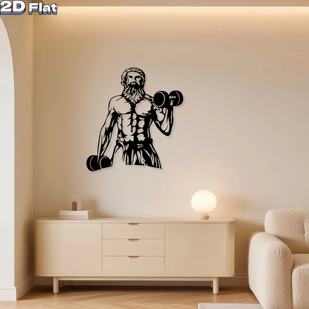 1pc Hercules Metal Wall Art, Powerful Hercules Statue Mural, Rust-Resistant Iron Decor for Home Wall Garden Fence, Ideal Gift fo