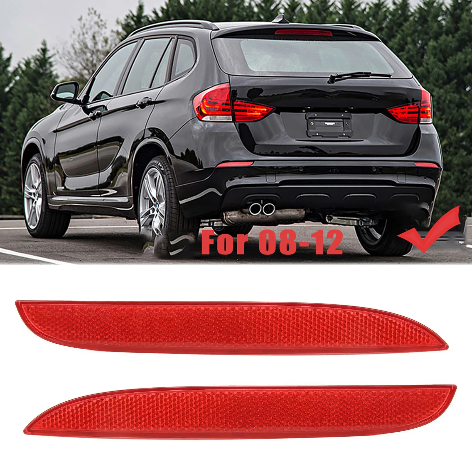 Rear Bumper Reflectors Left/Right Car Accessories Night Driving Safety Warning Bumper Replacement Reflector Red Lens Designed