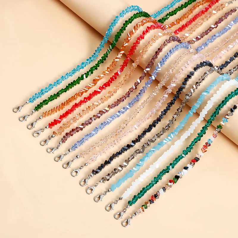 Korean Mulit-cut Glass Crystal Irregular Beaded Choker Necklace for Women Fashion Transparent Vintage bone Collar Neck Jewelry