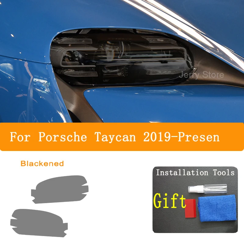 For Porsche Taycan 2019-Present Car Headlight Taillight Protective Film Headlamp Vinyl Restoration Transparent Black TPU Sticker