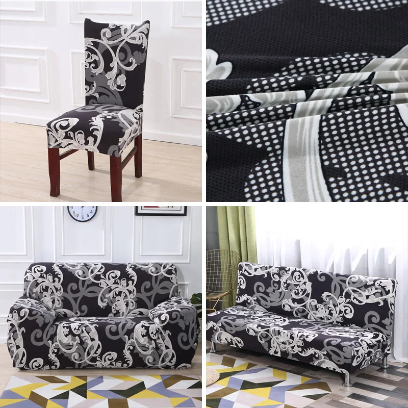 Black White Grey 1/2/3/4 Seater Sofa Cover Tight Wrap All-inclusive Sectional Elastic Seat Sofa Covers Couch Covering Slipcovers