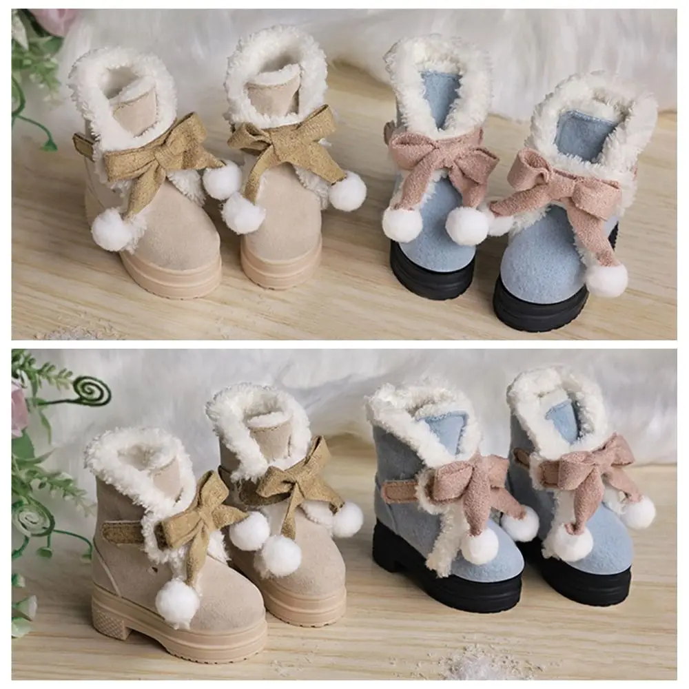 1 paio di stivali invernali per bambole Bjd 1/4 alti con tacco alto soffici 1/4 scarpe in peluche per bambole Bjd GSC Bowknot 40 cm stivali per bambole in cotone