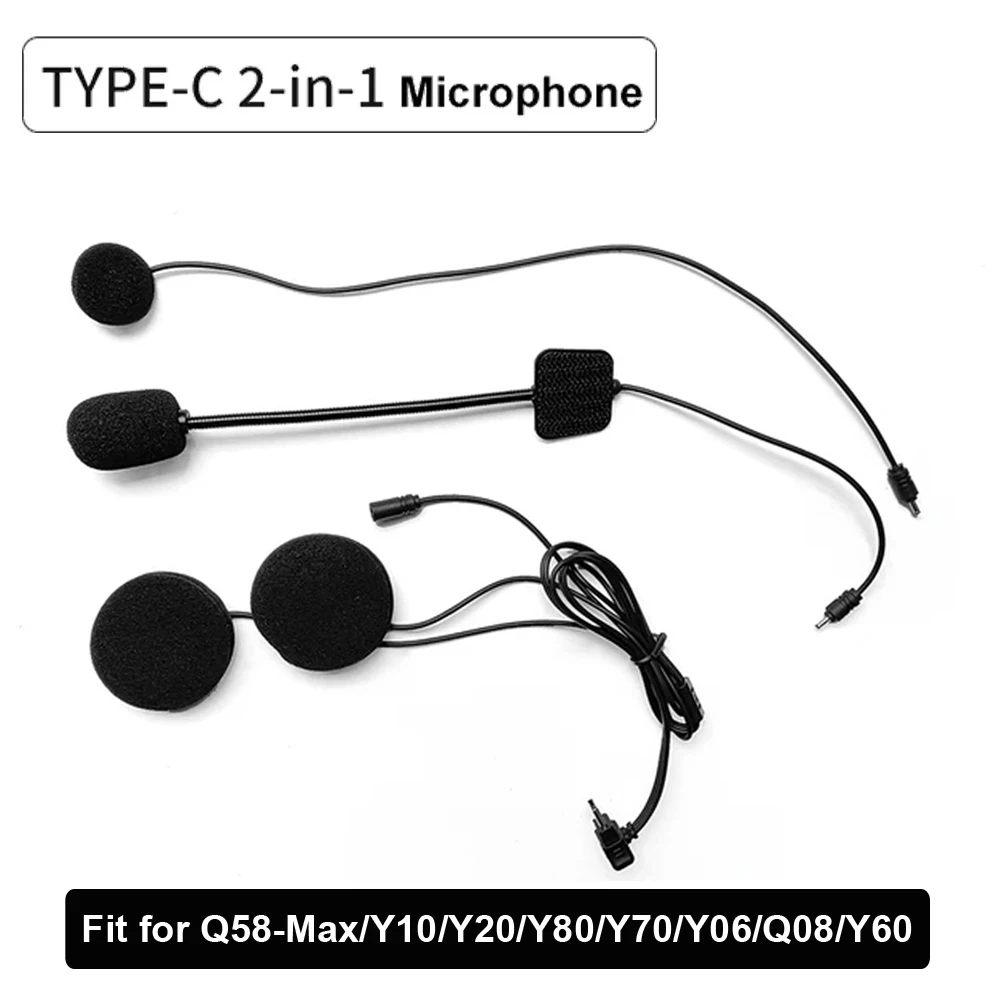 

Type-c 2 in 1 Helmet Headset Microphone Fit For Q58-Max Y10 Y20 Y80 Y70 Y06 Q08 Y60 Q28 Q18 Y202X Intercom Headphone Accessories