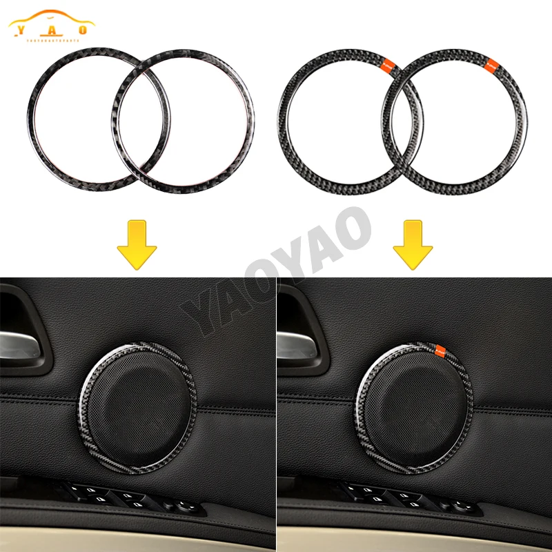 

For BMW 3 Series E90 E84 Old X1 320i 325i 2008-2012 Carbon Fiber Horn Speaker Door Tweeters Ring Frame Sticker Cover Accessories