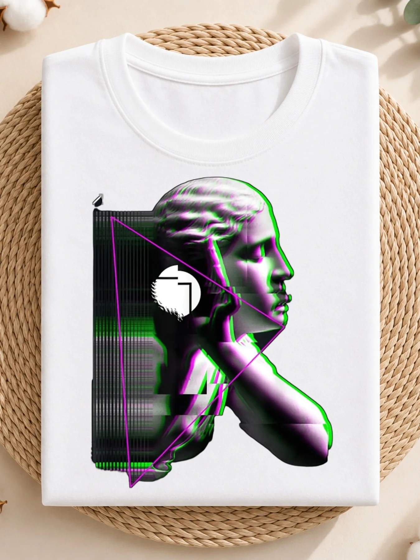 Men'S Summer Graphic T Shirt Casual Oversized Fashion Tee Greek Statue Glitch Vaporwave Graphic Tshirt For Men Retro Style Gift