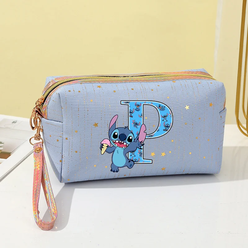 ديزني غرزة حقيبة مستحضرات التجميل نجوم تخزين أكياس النساء المحمولة السفر سستة ماكياج حقيبة أدوات الزينة سعة كبيرة رسالة أكياس A-z #6