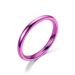 2mm Thin Rose Gold Anti-Allergy Smooth Simple Titanium Steel Wedding Rings for Women Valentine's Day Present