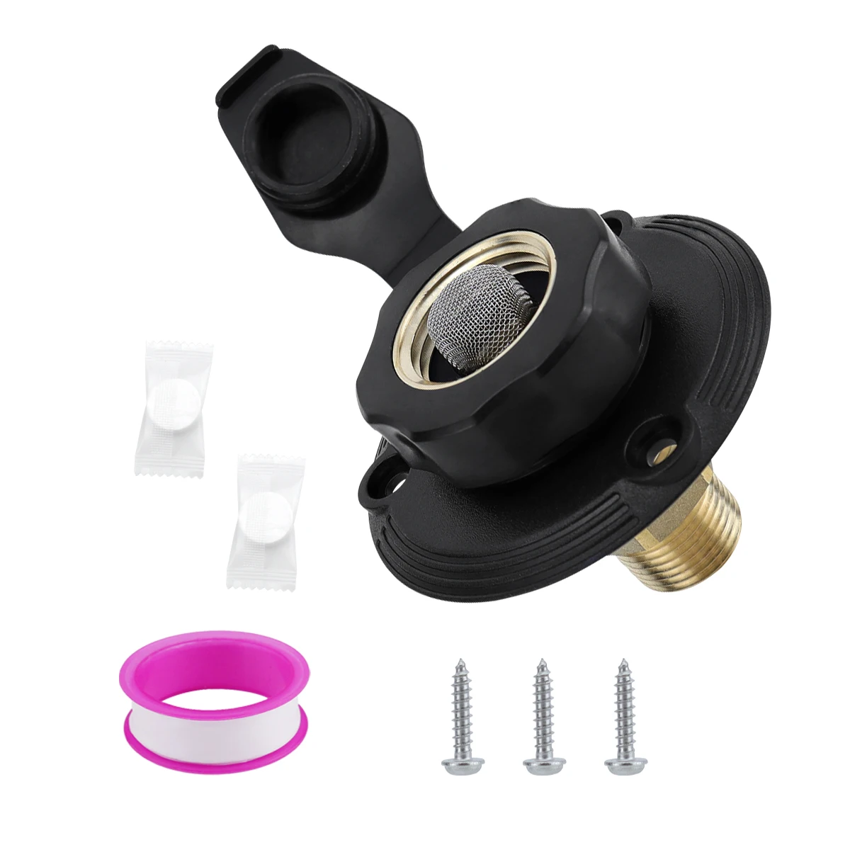 Suitable for black and white RV inlet brass connector of carburetor, with check valve combination kit; Suitable for RVs, ships