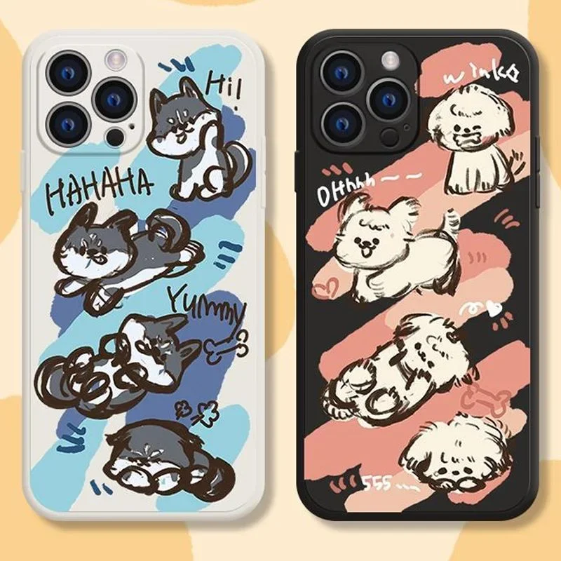 Funny Dog Phone Case For iPhone 15 11 12 14 13 Pro Max Mini XSMax XR SE 7 8 Plus Shiba Inu Maguire Dogs Wolfhound Silicone Cover